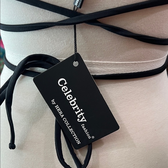Celebrity Collection by Hera Black Strappy Swim Bandeau Top - Picture 4 of 6